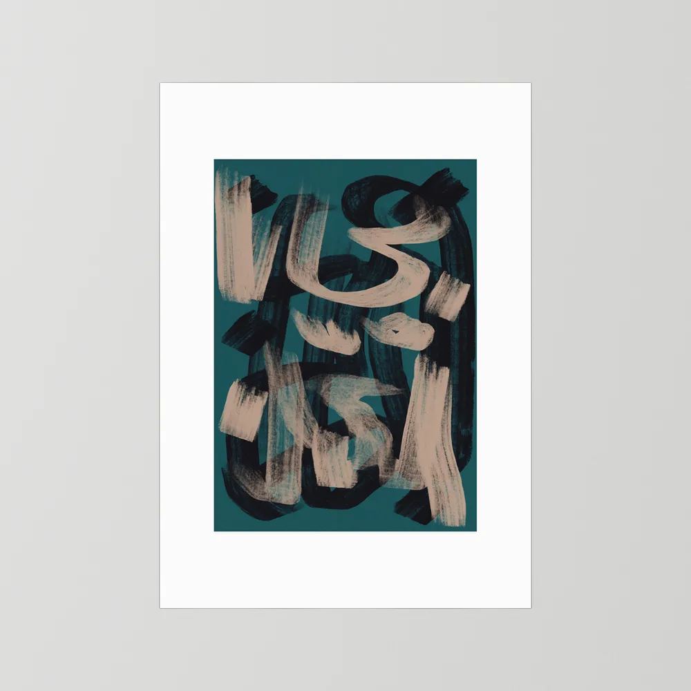 Dry brush abstract in dark green by Little Dean