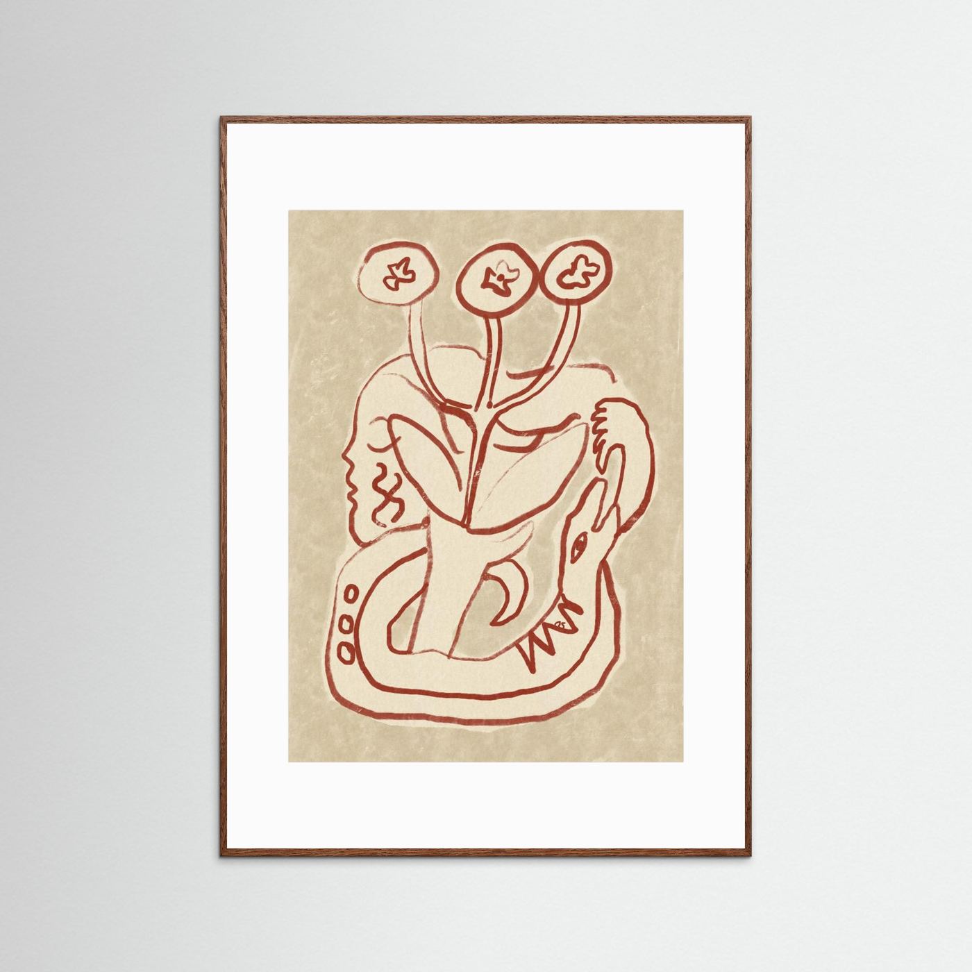 Serene Woman and Snake by Raipa Studio