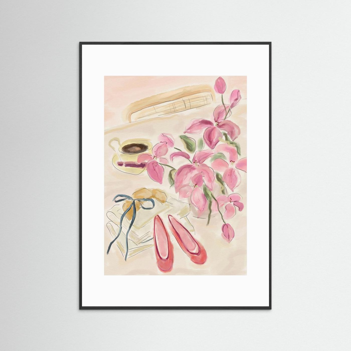 Still Life Watercolor Illustration with Ballerinas by Katharina Puritscher