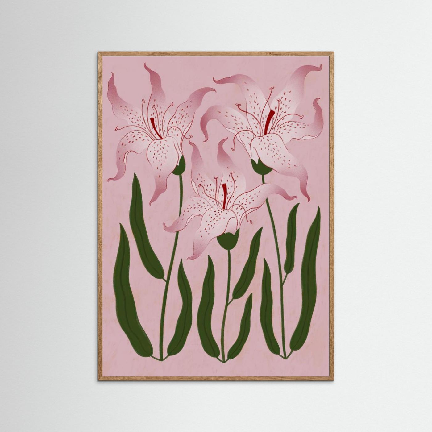 Botanical Pink Lilies by Ida Alvarsson