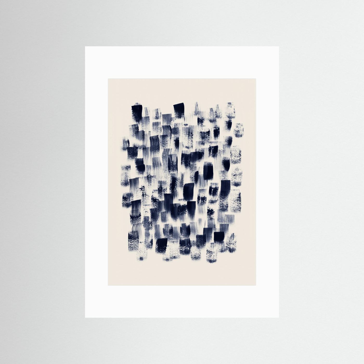 000 Abstract   Navy Rain On Cream 24x36 by Danushka Abeygoda