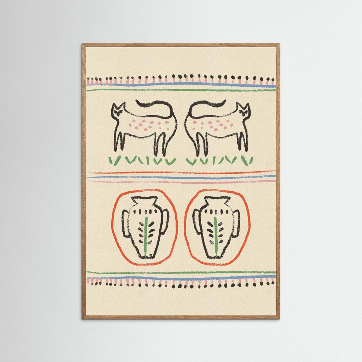 Primitive Cats and Vases by Raipa Studio