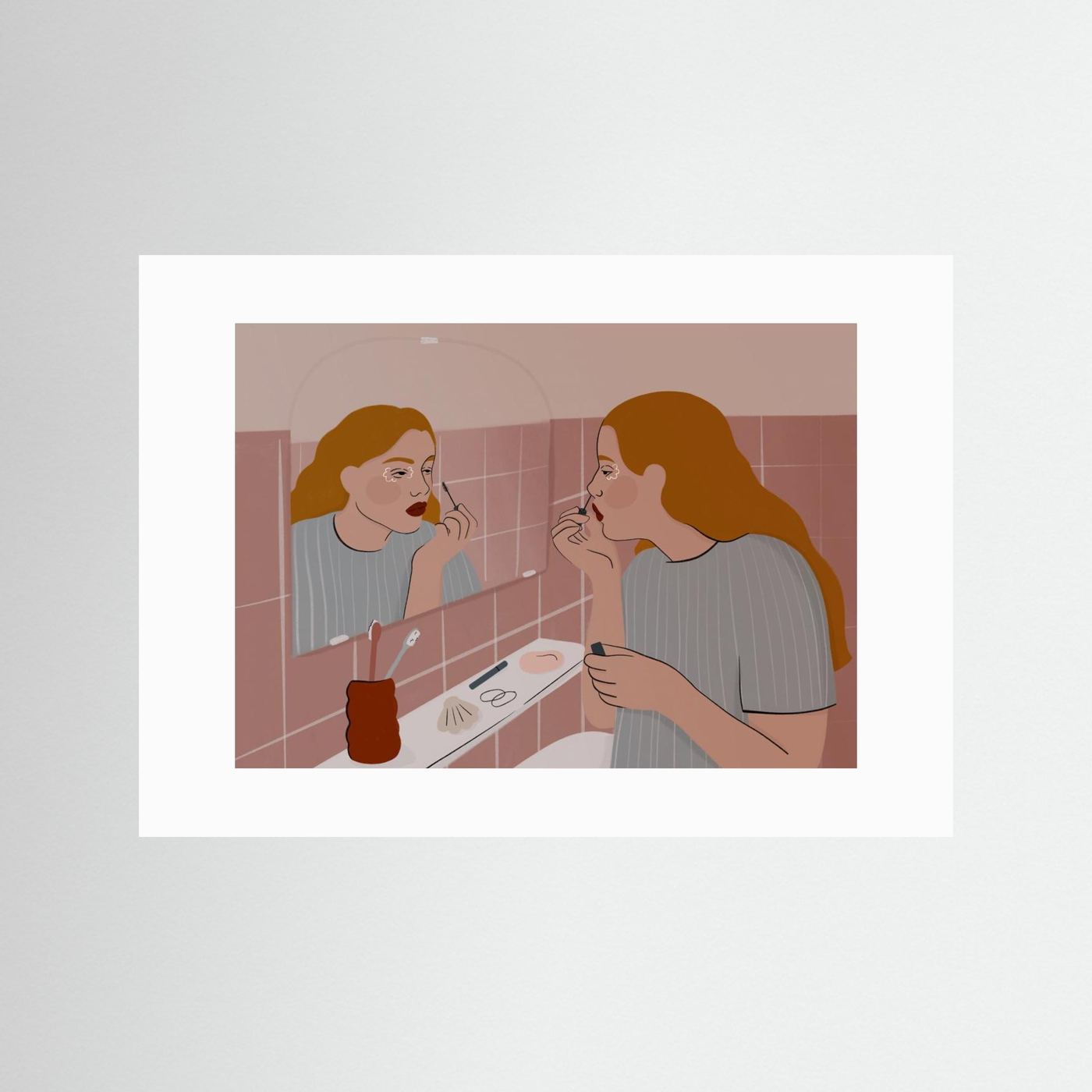 Woman Applying Lipstick by Ida Alvarsson