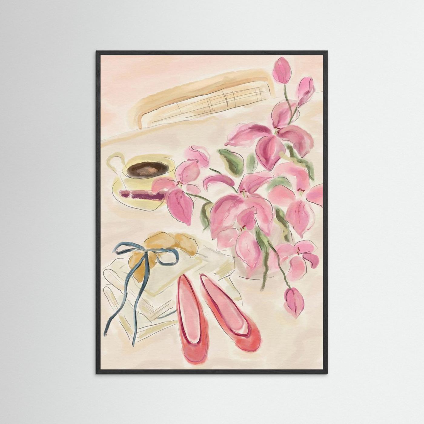 Still Life Watercolor Illustration with Ballerinas by Katharina Puritscher