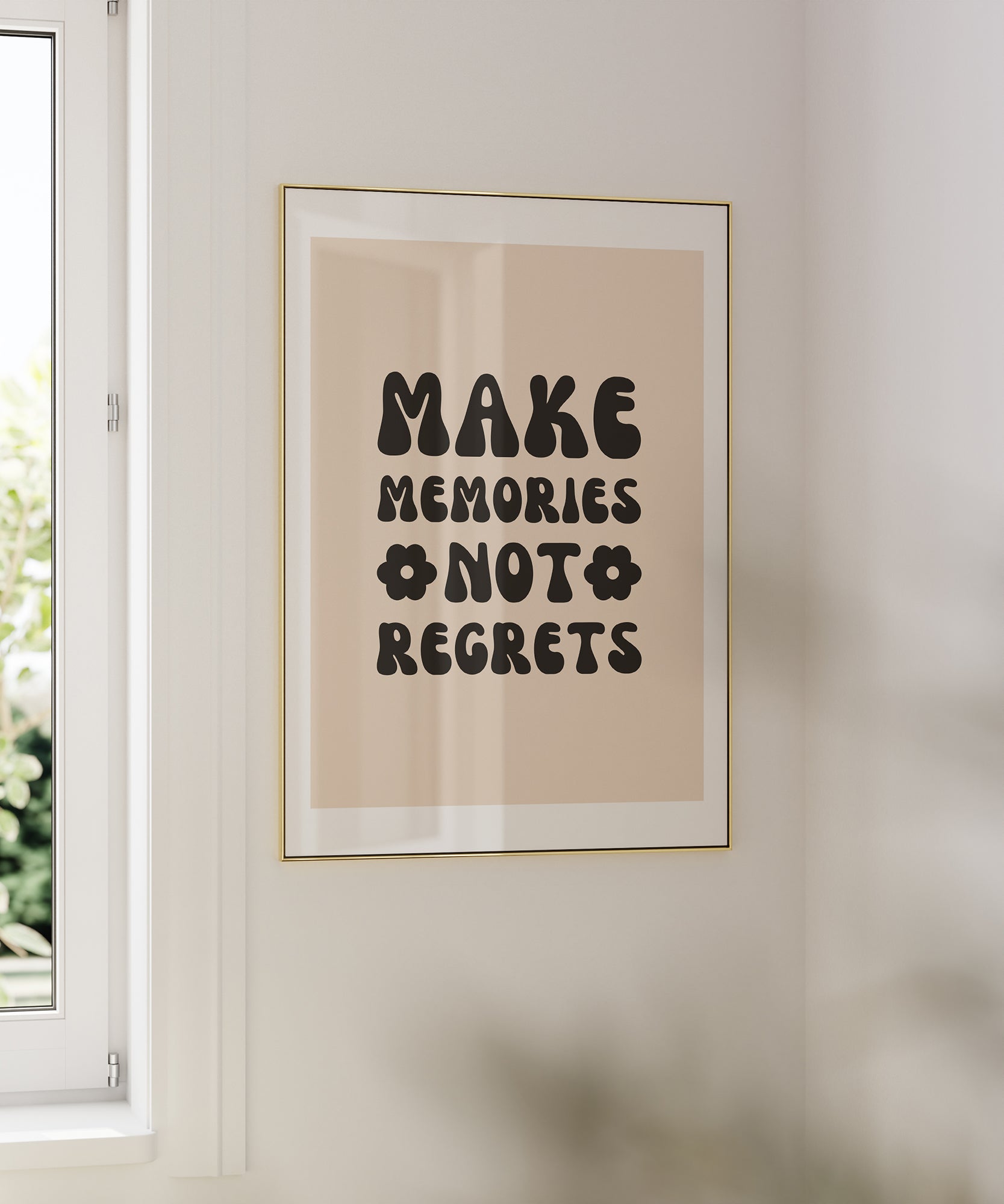 Make Memories' retro typography, modern wall art for an inspirational aesthetic.